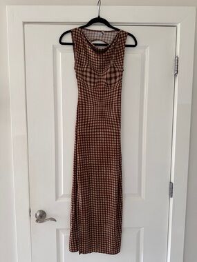 Miaou Brown Tie-Dye Ribbed Knit Top